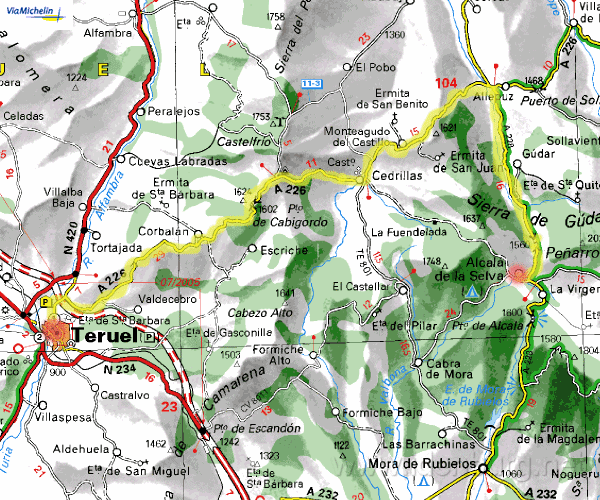 Donderdag 20 mei 2004
Teruel-Alcala de La Selva
64 km
redelijk mooi
1200 ^
