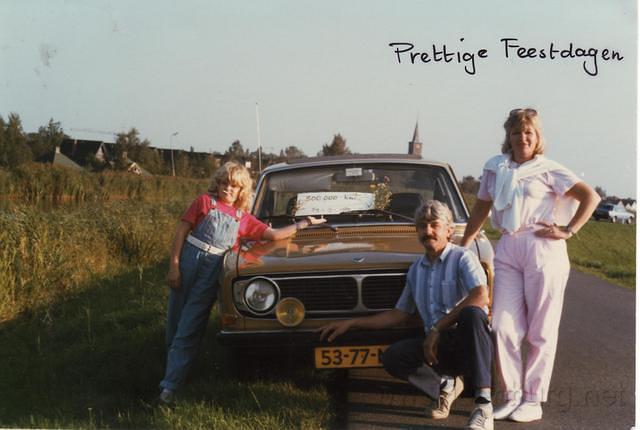 Fleur, Volvo, Tom en Dinny in 1985