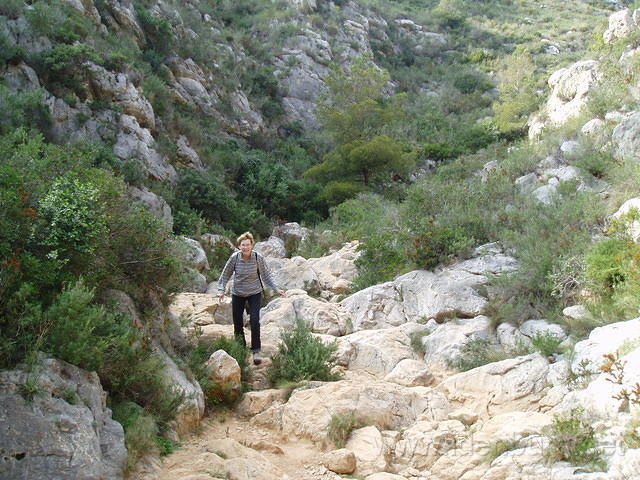 Baranco de la Cala, 't is best steil af en toe.