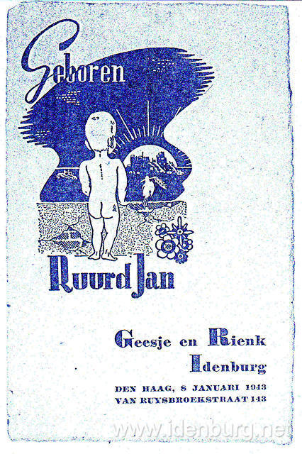 1943 Januari - Geboortekaart Ruurd