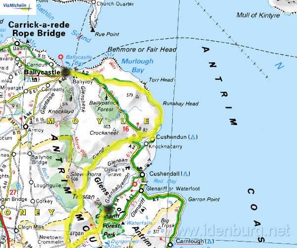 Donderdag 2 juni,
Balleyeamon-Ballycastle, 
52 km, 
bewolkt maar droog