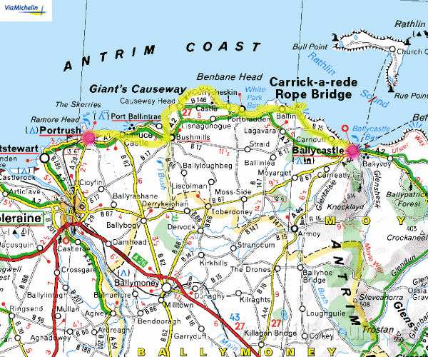 Vrijdag 3 juni,
Ballycastle-Portrush, 
40 km,
eerst zon later bewolkt