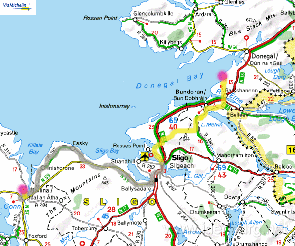 Zaterdag 11 juni,
 Coolmore-fiets-Sligo-bus-Ballina, 
64km, 
zonnig