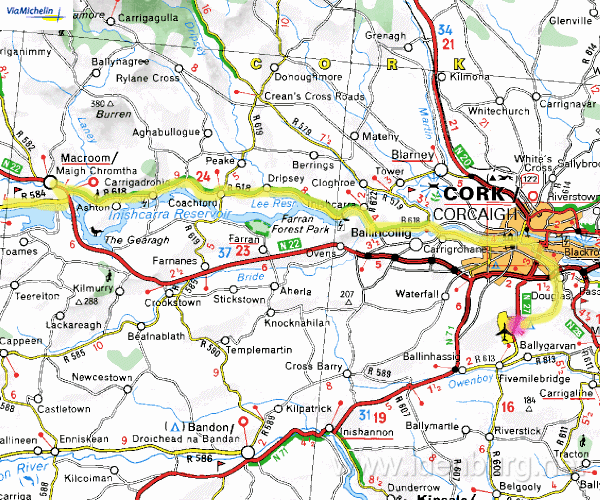 Maandag 27 juni,
Inchigeelagh-Cork Int. Airport,
70 km,
zonnig