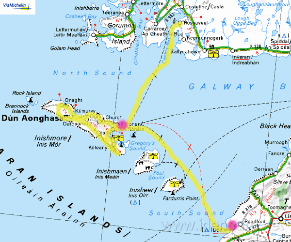 Vrijdag 17 juni,
Rondje Inishmore-Doolin,
30 km
treurig weer
