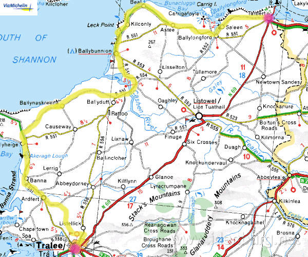 Maandag 20 juni,
Tarbert-Tralee,
79 km,
zonnig