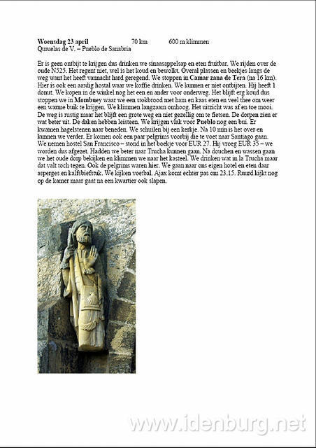 Pelgrimsbeeld in de kerk van Santa Marta de Tera