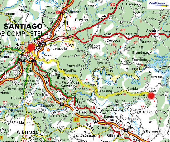 Maandag 28 april 2003
Villa de Cruces-Santiago de Compostela
43 km. 800m ^
