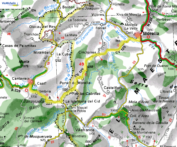 Zondag 24 mei 2004
Cantavieja-Morella
56 km
Bewolkt
900 m ^