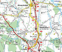Zondag 13 april 2003
Zafra-Almendralejo-Merida deel 1
75 km. - 400m ^